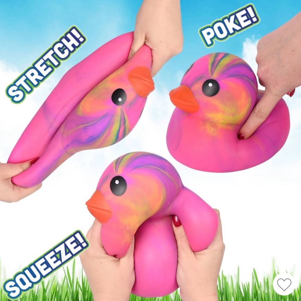 Toymendous Jumbo SQUEEEZY Hot Pink 🩷 Tie Dye Duck Chick 🐣 NEW - Picture 2 of 10